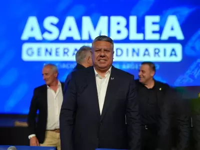 el presidente de la Afa, Claudio Chiqui Tapia, en la asamblea que lo reeligi� al frente de la entidad madre del futbol