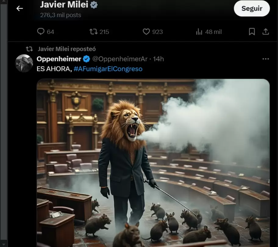 RESPOSTEO DEL PRESIDENTE JAVIERN MILEI EN TW
