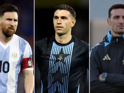 Messi, Dibu Mart�nez y Scaloni