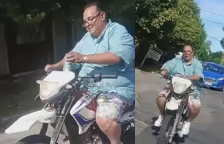 Polic�a de transito, sin casco, sin patente y con una cerveza en la mano