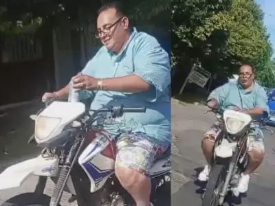 Polic�a de transito, sin casco, sin patente y con una cerveza en la mano