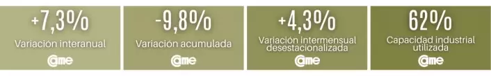La industria pyme creció 7,3% interanual en diciembre, en tanto, el año cerró con una caída acumulada del 9,8%