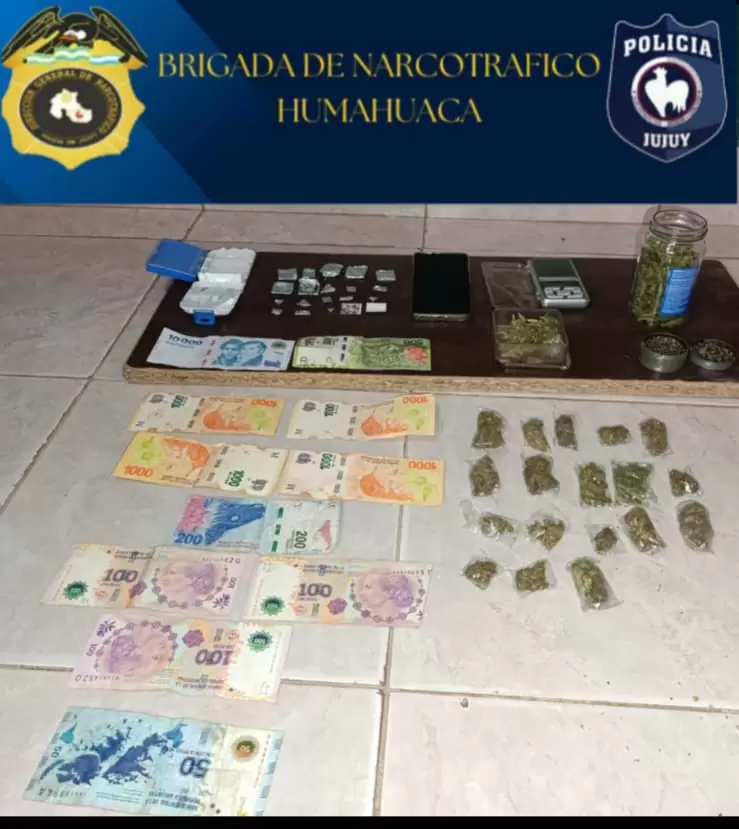 Estupefacientes, dinero y otros elementos secuestrados en Humahuaca
