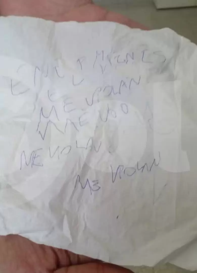 Parte del pedido de ayuda que escribió Evelyn Carrera a sus familiares antes de morir. (Foto: gentileza El Sol).