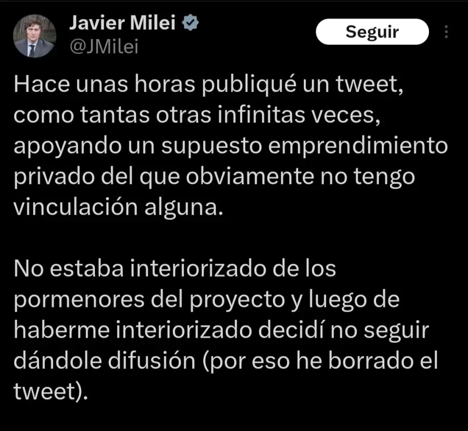 Tweet Milei