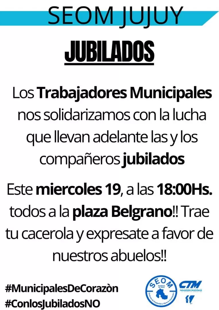 El SEOM convoca a marchar con los jubilados