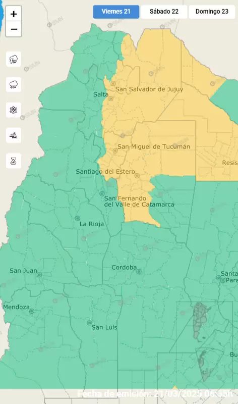 alerta fuertes tormentas viernes 21
