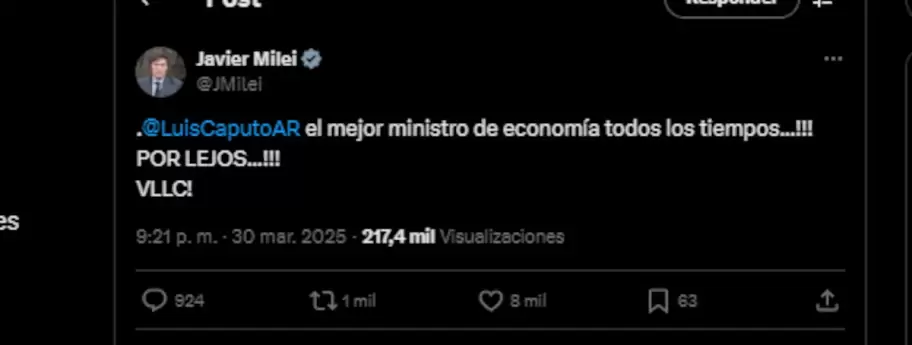 El mensaje de Javier Milei