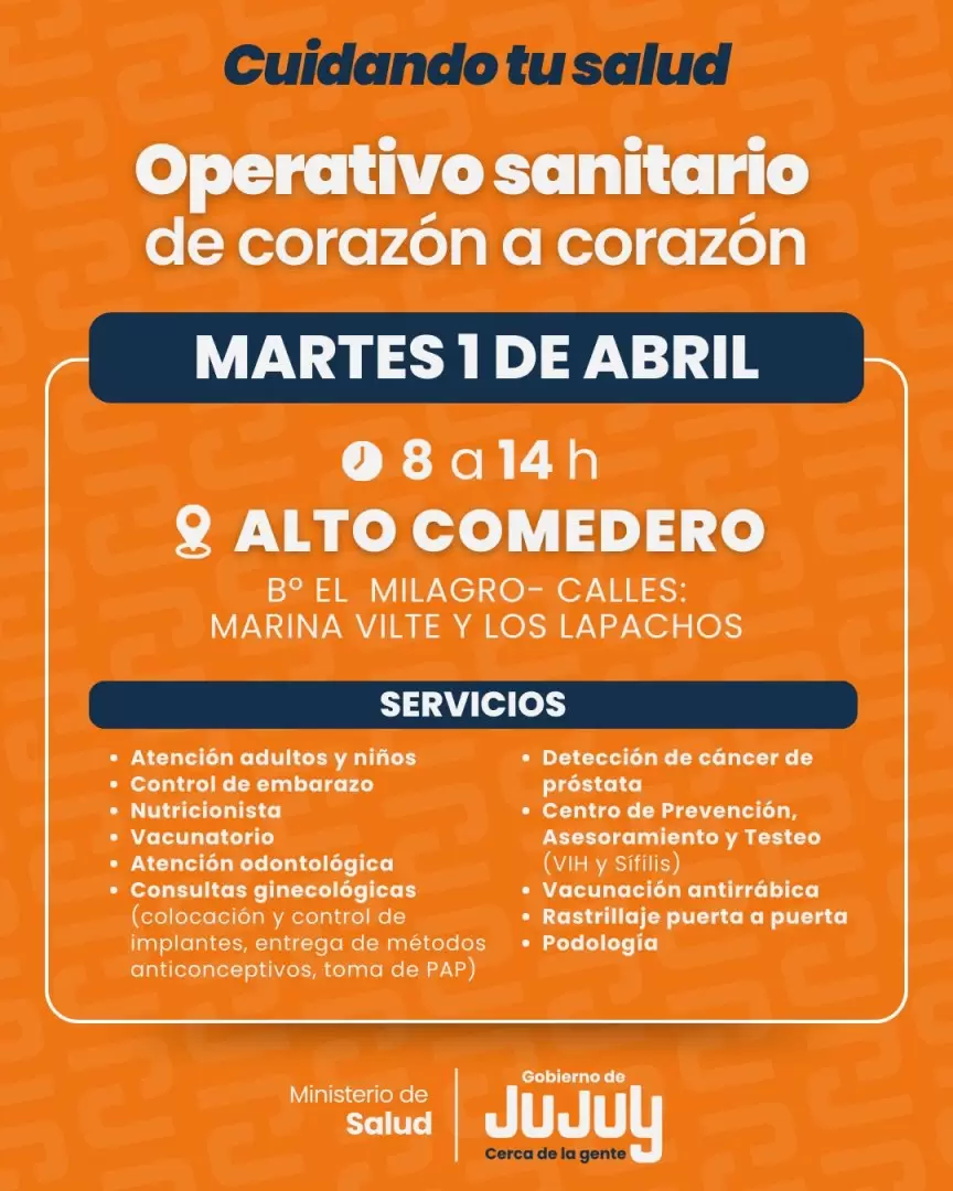 operativo sanitario en Alto Comedero