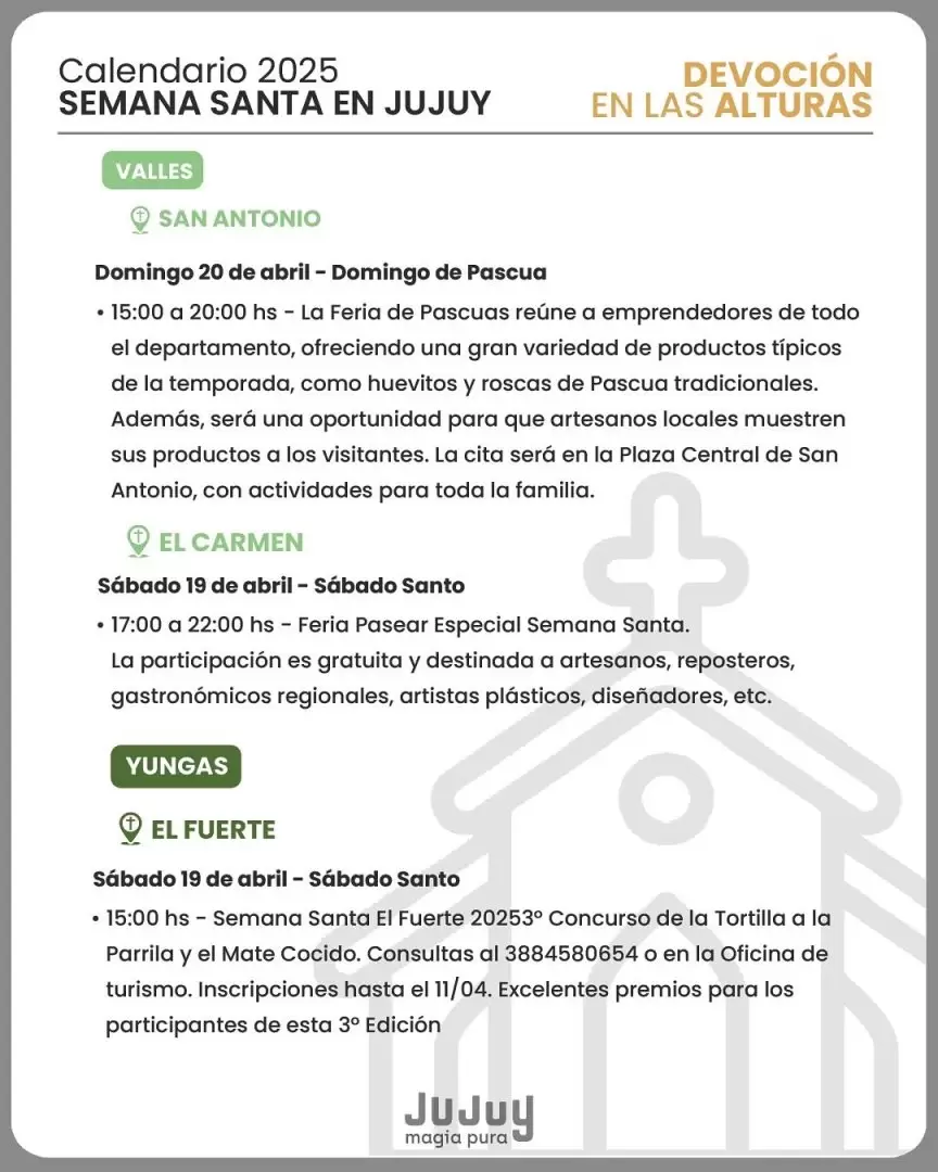 Actividades por semana santa en jujuy