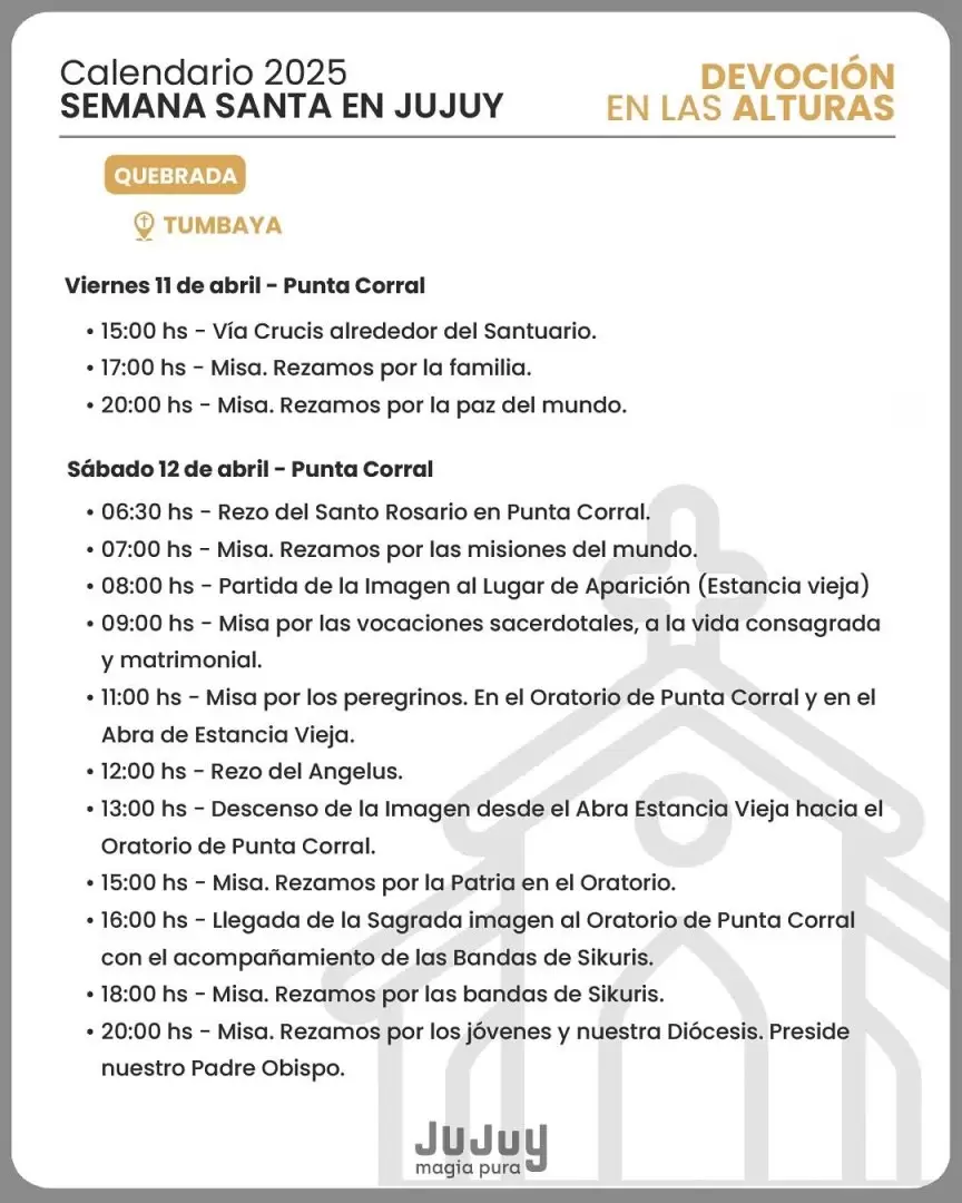 Actividades por semana santa en jujuy