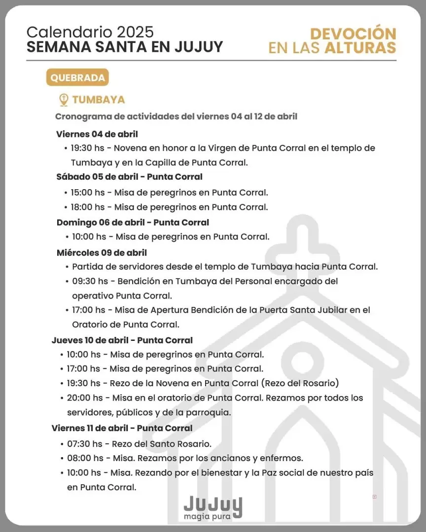 Actividades por semana santa en jujuy