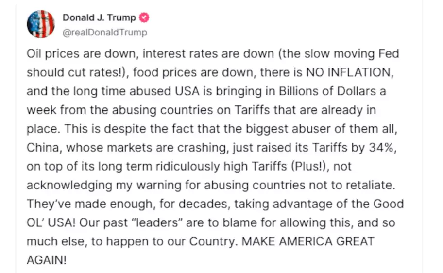 La publicaci�n original de Trump en Truth Social