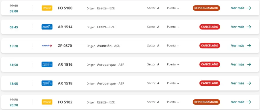 vuelos arribos paro 10 de marzo