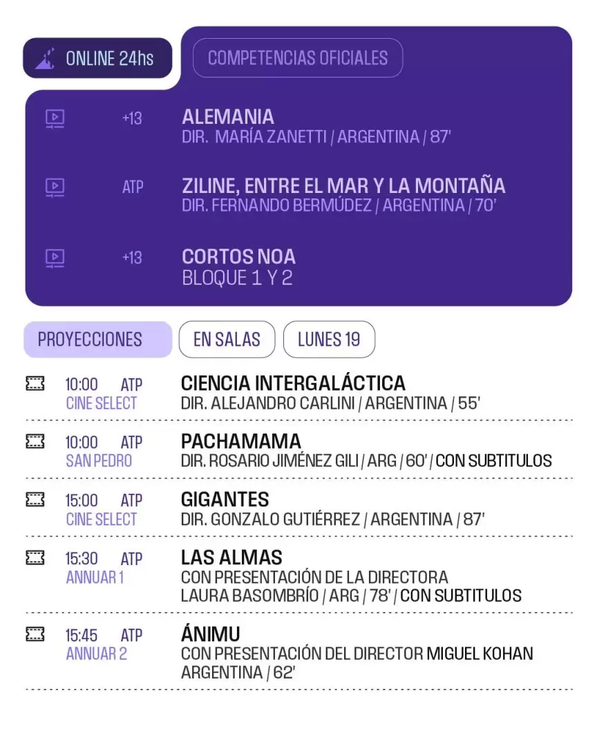 cronograma cine de las alturas