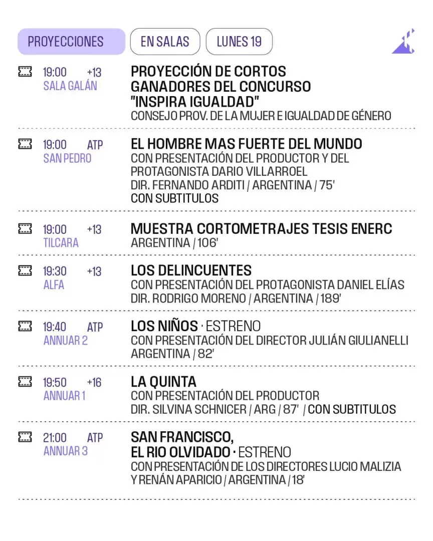 cronograma cine de las alturas