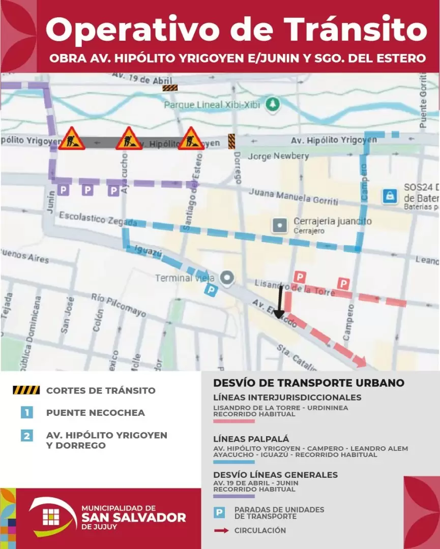 Cambios por repavimentación de Av. Hipólito Yrigoyen