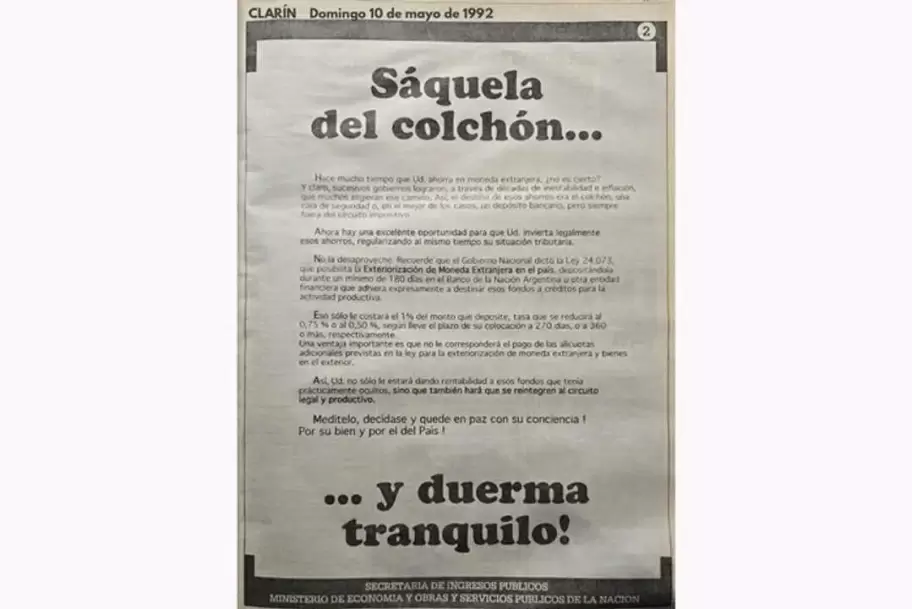 El aviso de Menem, hace décadas atrás.