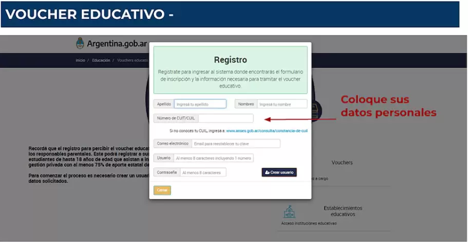 voucher educativo registro