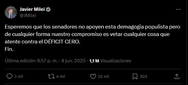 tweet javier milei