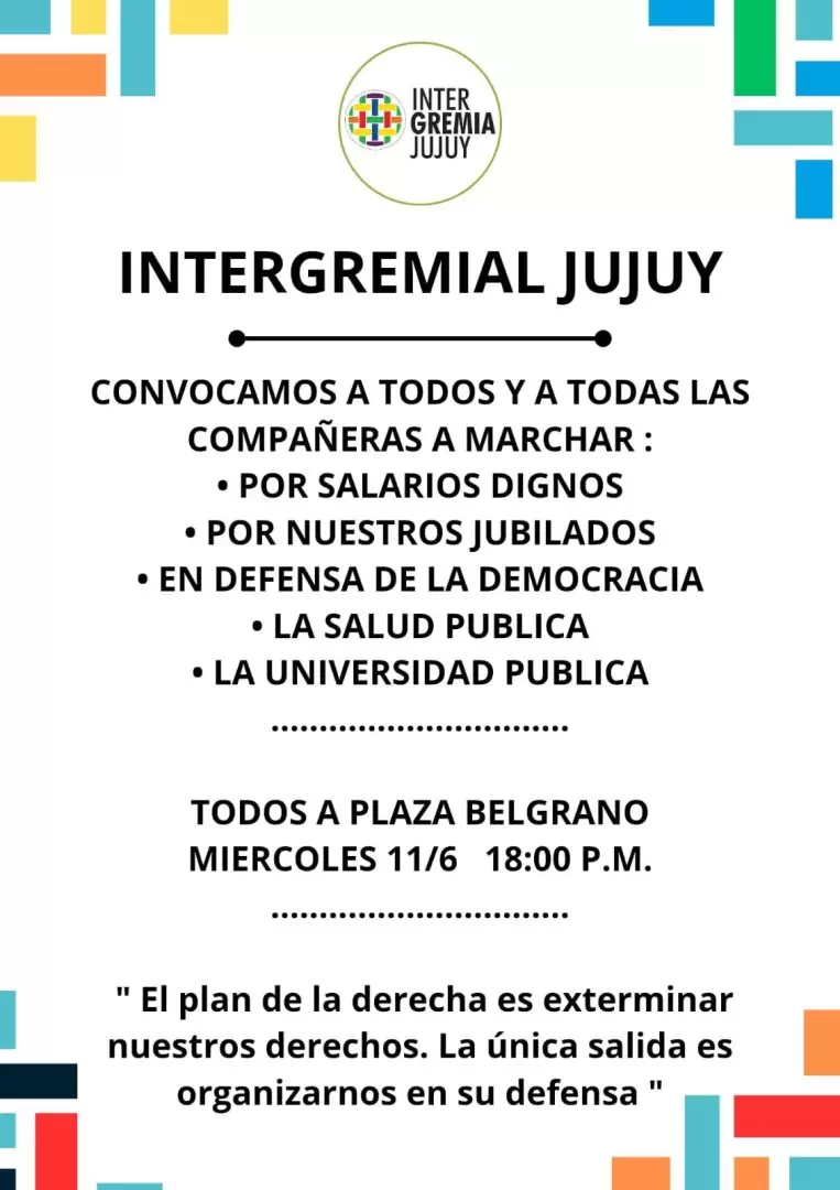 Convocatoria Intergremial