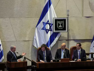 milei junto al primer ministro y presidente de israel
