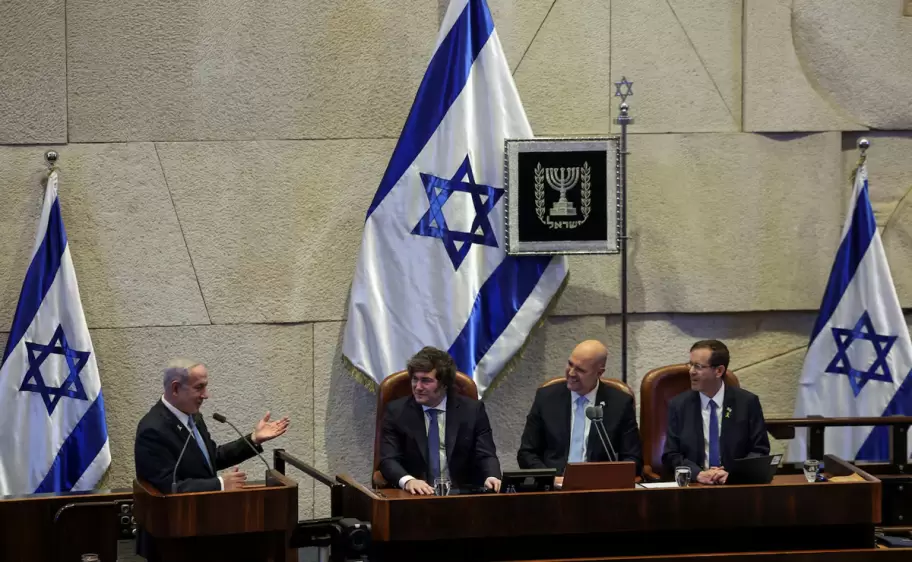milei junto al primer ministro y presidente de israel