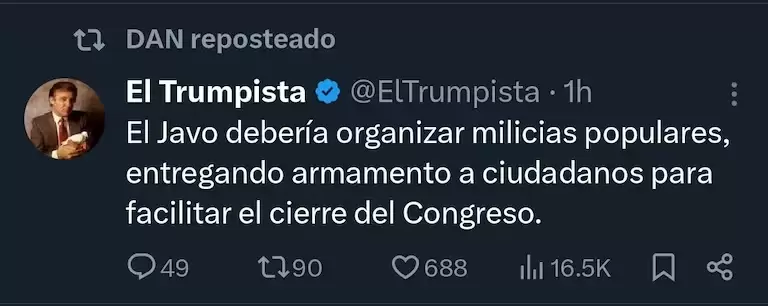 La publicaci�n de El Trumpista en X
