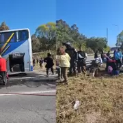 Ruta Nacional 66 altura Terminal: se incendió parte de un colectivo que trasladaba turistas
