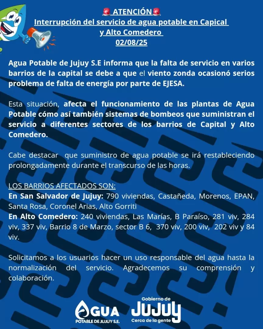Comunicado de Agua Potable