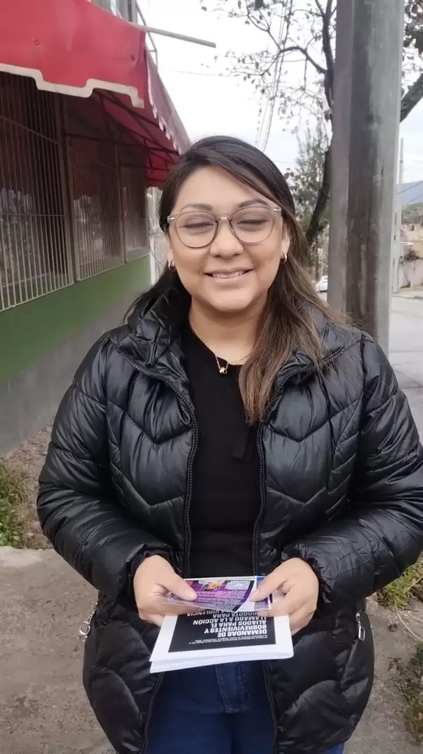 Celeste Cisneros de la organización juntas por la acción