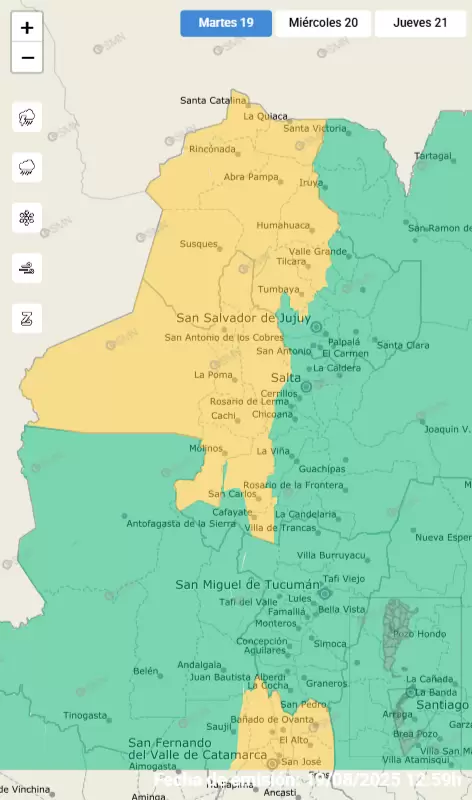 Mapa alerta amarillo