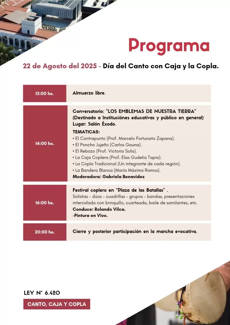 cronograma D�a Provincial del Canto con Caja y la Copla