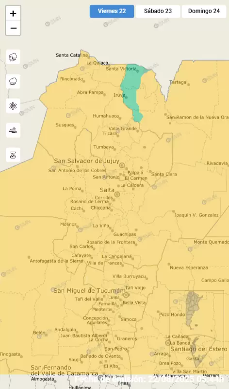 Mapa alerta viernes 22 de agosto