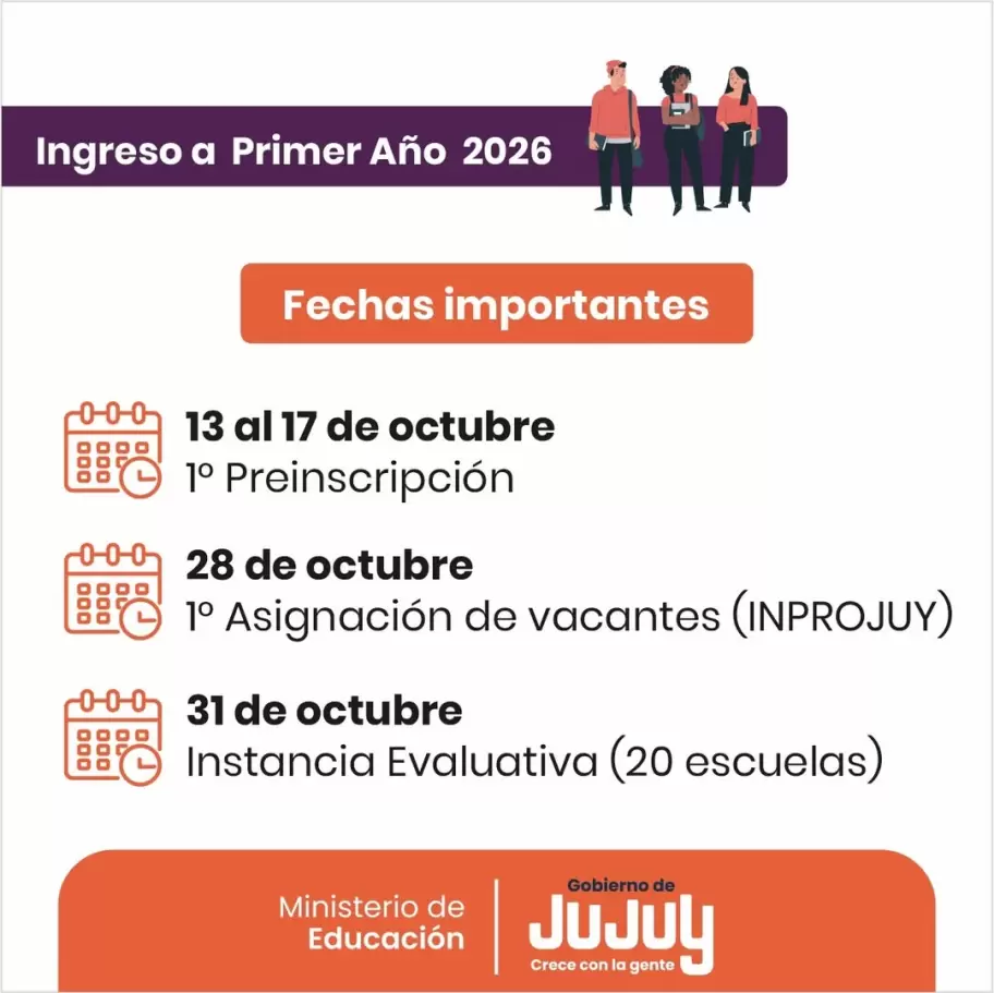 Ingreso a Primer Año 2026 - Fechas importantes