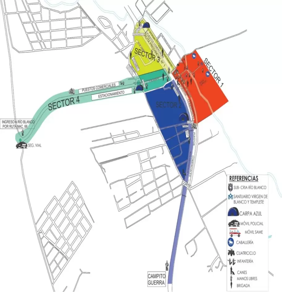 mapa peregrinación rio blanco