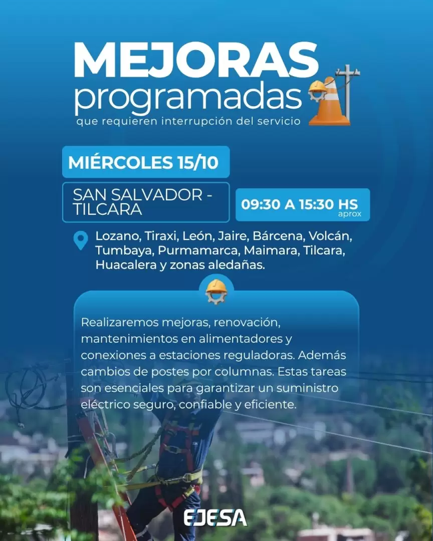 Tareas de mantenimiento en el Alimentador Quebrada