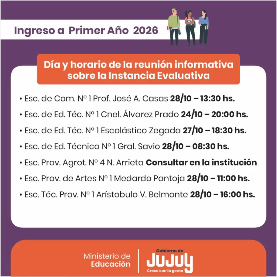 1° año: reunión informativa sobre instancia evaluativa