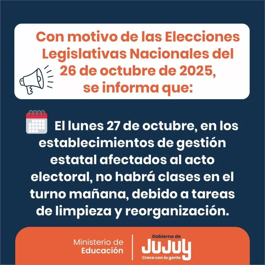 COMUNICADO SOBRE ACTIVIDADES ESCOLARES TRAS LAS ELECCIONES LEGISLATIVAS