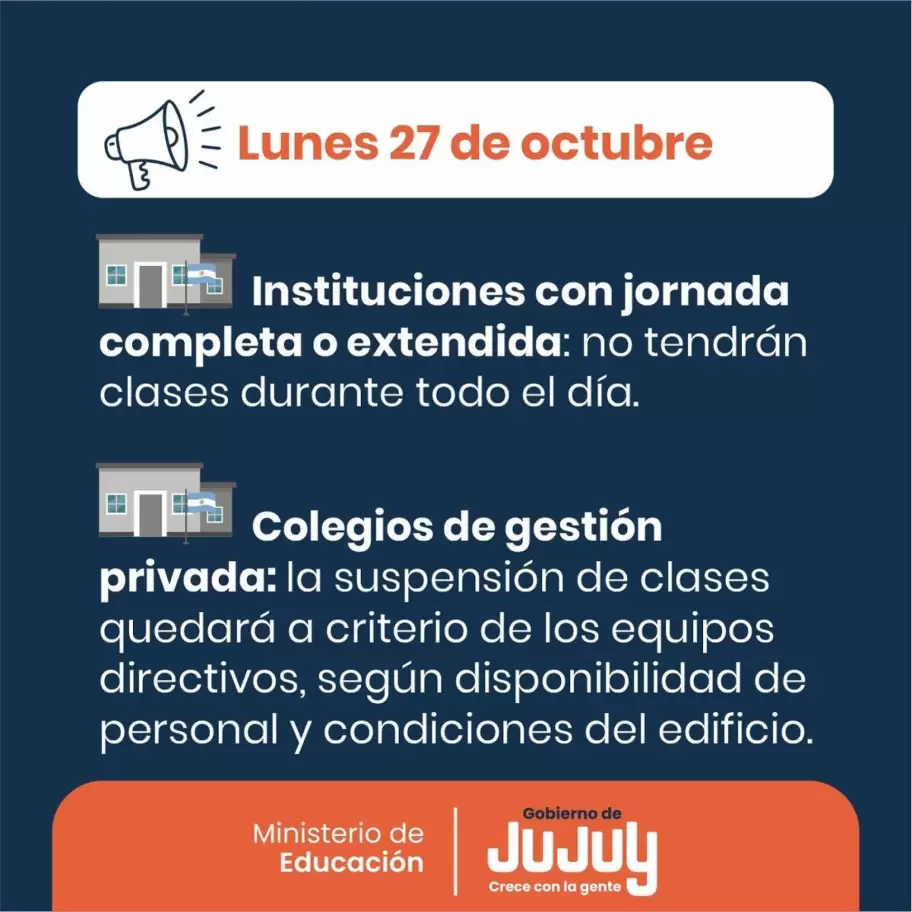 COMUNICADO SOBRE ACTIVIDADES ESCOLARES TRAS LAS ELECCIONES LEGISLATIVAS