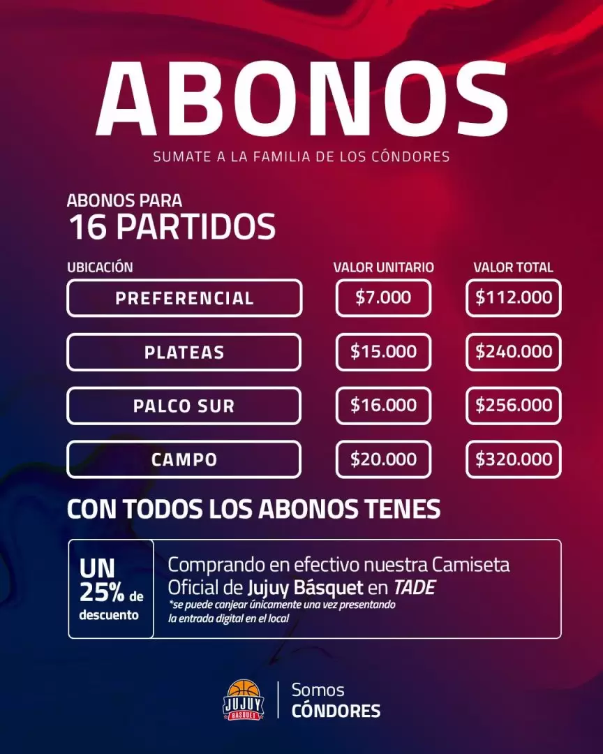 venta de abonos - Jujuy Básquet