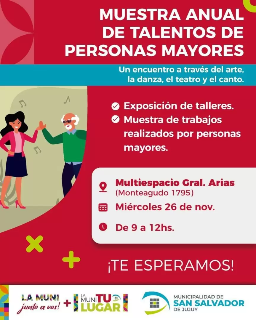 Invitan al cierre anual de “La Muni junto a Vos” y a la Muestra de Talentos de Personas Mayores