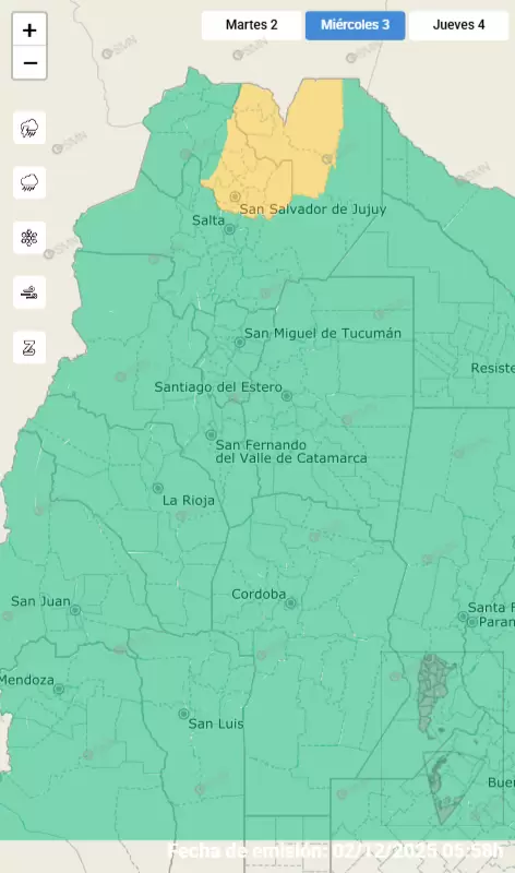 Alerta amarillo por fuertes tormentas