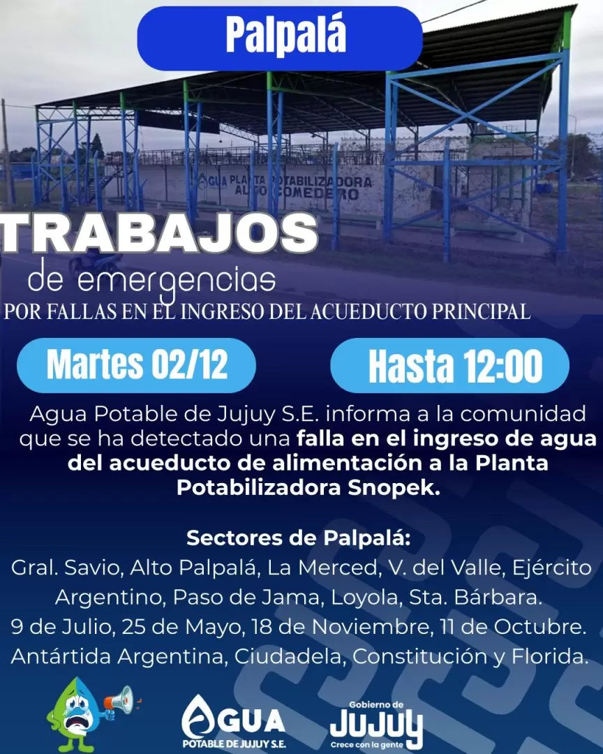 Trabajos de Agua Potable en Palpalá