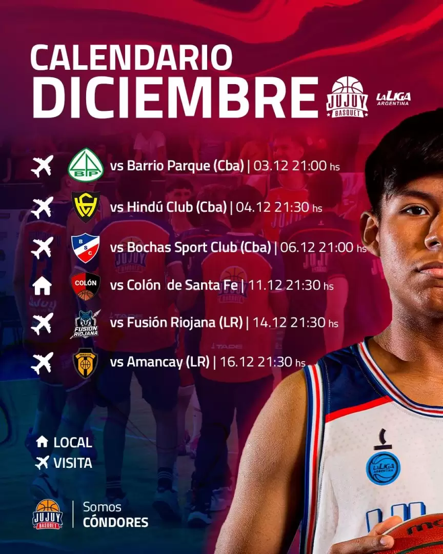 La agenda de Jujuy Básquet en diciembre