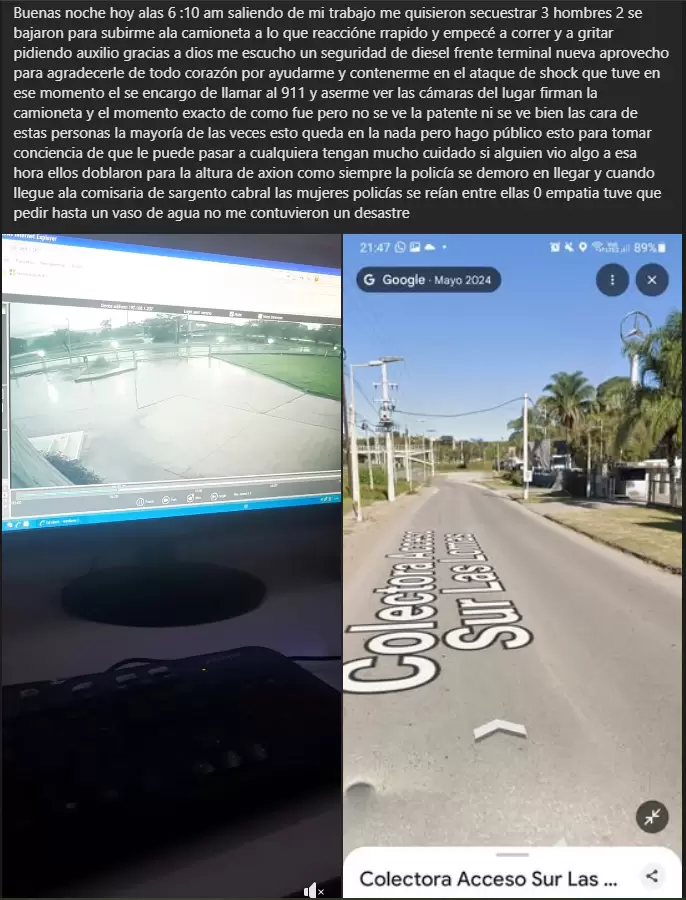 intento de secuestro acceso sur