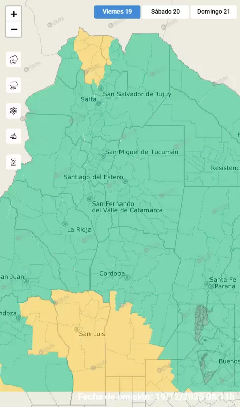 Alerta amarillo por fuerte tormentas