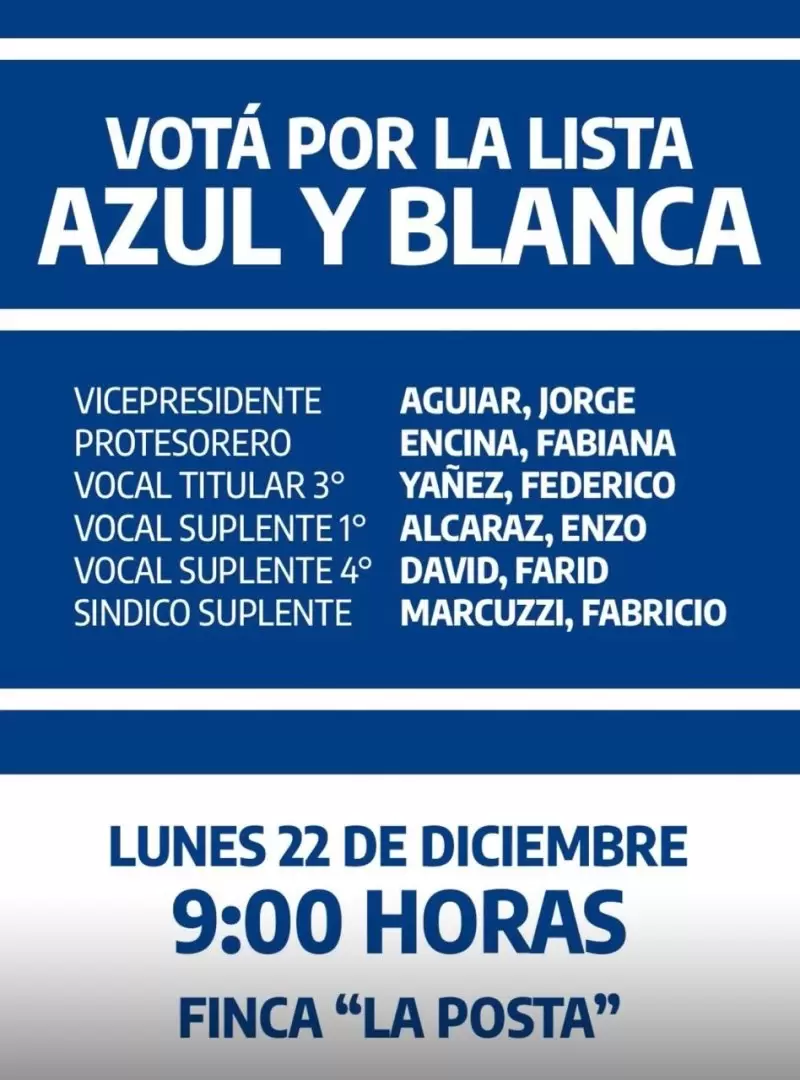 lista azul y blanca