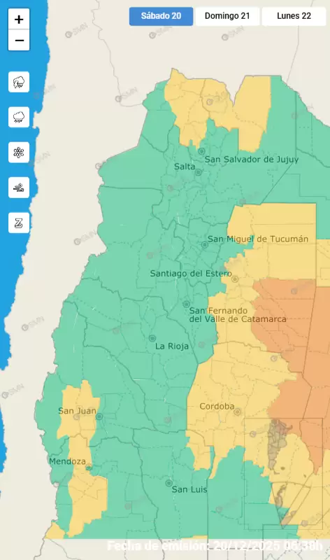 alerta tormenta sábado 20