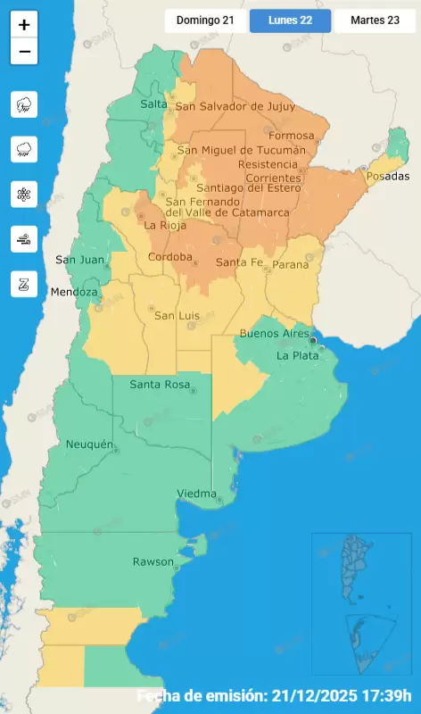 Alerta amarillo lunes 22 de diciembre de 2025